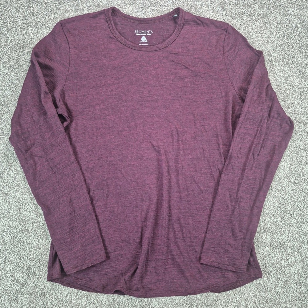 Segments 100% Merino Wool Top Womens Medium Burgundy Base Layer Crewneck